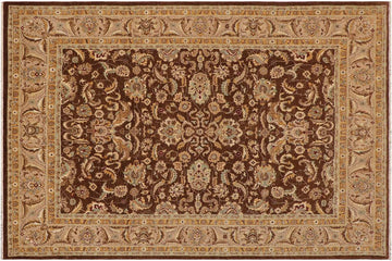 handmade Traditional Kafkaz Chobi Ziegler Brown Tan Hand Knotted RECTANGLE 100% WOOL area rug 9 x 12